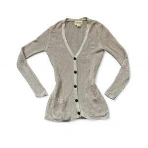 Denim & Supply Ralph Lauren Linen Blend Button Knit sweater cardigan pockets S